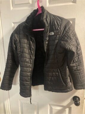 The North Face Black Quilted Jacket with White Logo